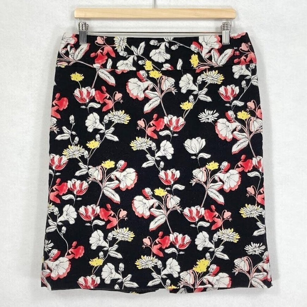 Liz Claiborne Midi Skirt Floral Cotton Blend Career Cottage Church Grandma 12
